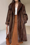 Coffee Open Front Faux Fur Long Women Fluffy Coat