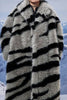 Load image into Gallery viewer, Dark Grey Zebra Pattern Imitation Oversized Long Faux Fur Shearling Coat