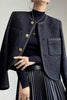 Load image into Gallery viewer, Black Tweed Shawl Lapel Cropped Women Coat