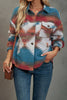 Load image into Gallery viewer, Burgundy Printed Lapel Neck Women Christmas Coat