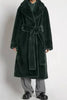 Load image into Gallery viewer, Khaki Faux Fur Shearling Long Open Front Coat with Belt