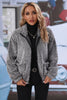 Load image into Gallery viewer, Black Fleece Zip Up Stand Collar Coat WIith Pockets