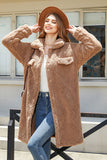 Camel Fleece Button Down Midi Coat