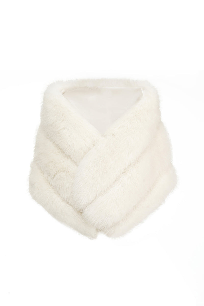 Load image into Gallery viewer, White Faux Fur Wrap