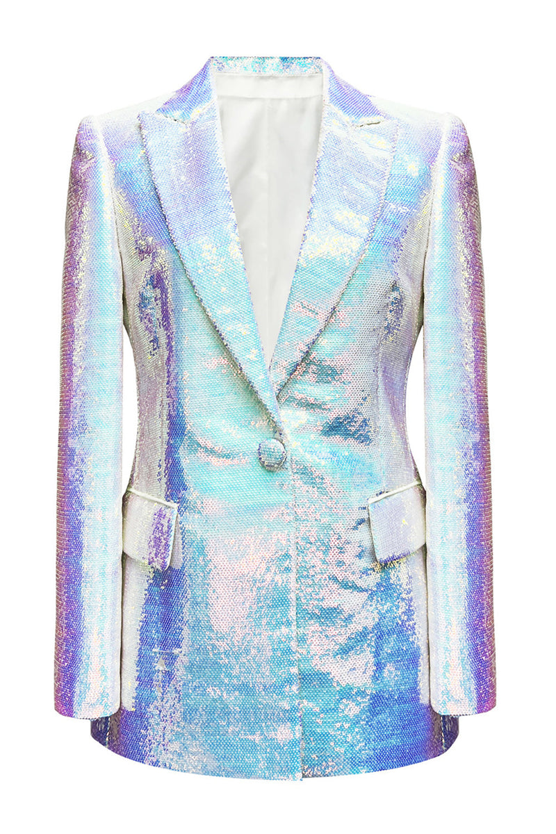 Load image into Gallery viewer, Sparkly White Sequins Women Party Blazer