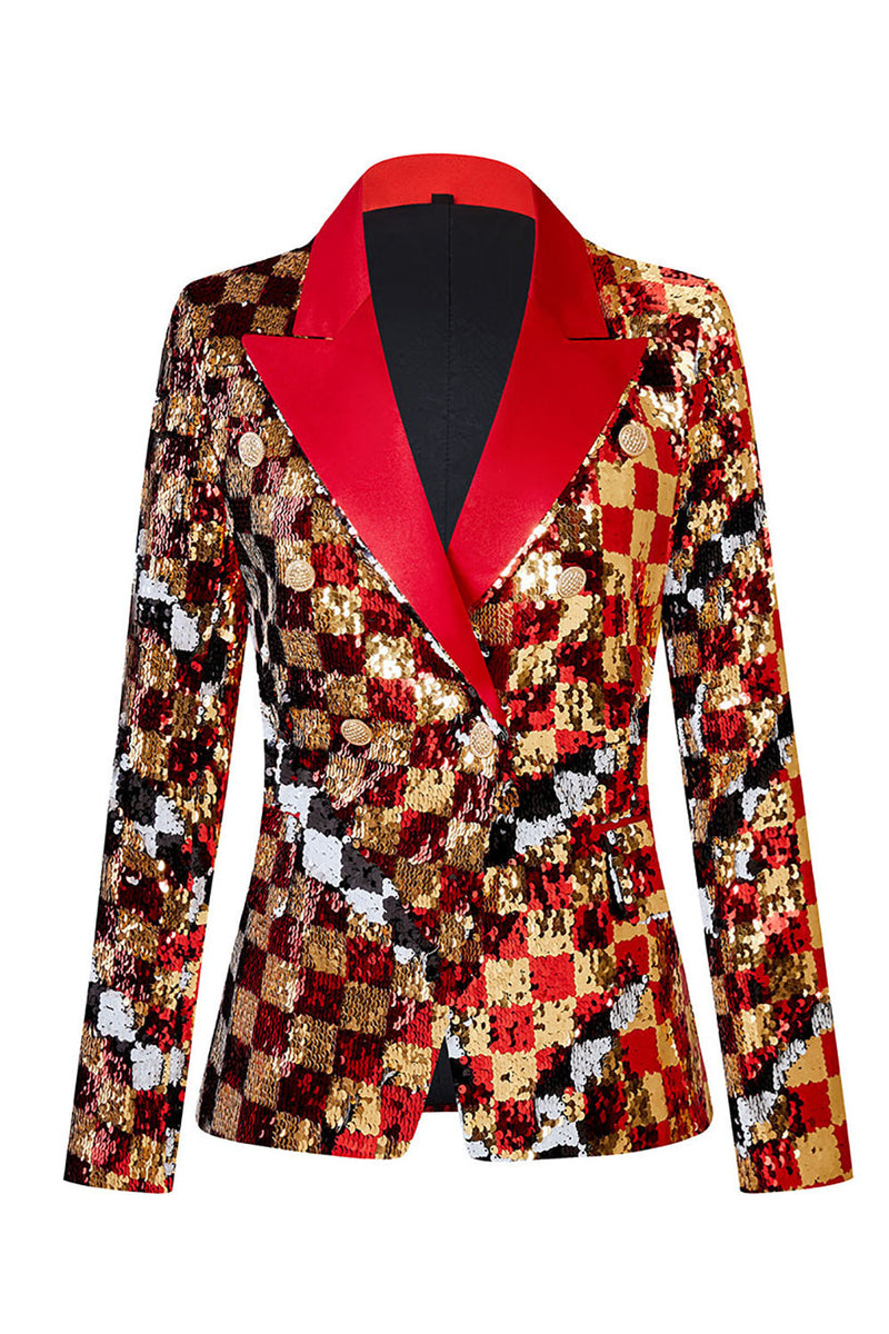 Load image into Gallery viewer, Sparkly Black Peak Lapel Sequins Women Party Blazer
