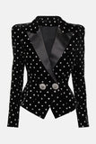 Sparkly Vintage Fitted Peak Lapel Women Velvet Party Blazer