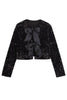 Load image into Gallery viewer, Sparkly Black Sequins Cropped Women Blazer with Bowknot