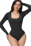 Black Long Sleeves Scoop Neck Tummy Control Shapewear