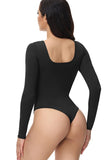 Black Long Sleeves Scoop Neck Tummy Control Shapewear