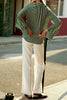 Load image into Gallery viewer, Green and White Striped Women Silk Blouse