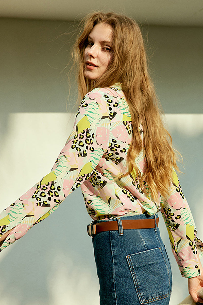 Load image into Gallery viewer, Colorful Printed Women Silk Blouse