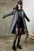 Load image into Gallery viewer, Grey Blue Double Breasted Long Trench Coat with Belt