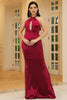 Load image into Gallery viewer, Red Halter Keyhole Sleeveless Long Prom Dress