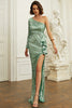 Load image into Gallery viewer, One Shoulder Green Sequin Prom Dress With Ruffles
