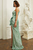 Load image into Gallery viewer, One Shoulder Green Sequin Prom Dress With Ruffles