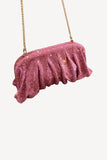 Pink Shiny Rhinestone Clutch Bag