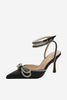 Load image into Gallery viewer, Rhinestone Black Party Pointed Toe Stiletto Sandals