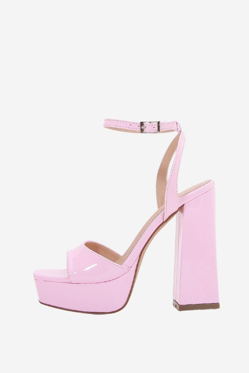 Load image into Gallery viewer, Chunky Pink One Strap High Heel Sandals