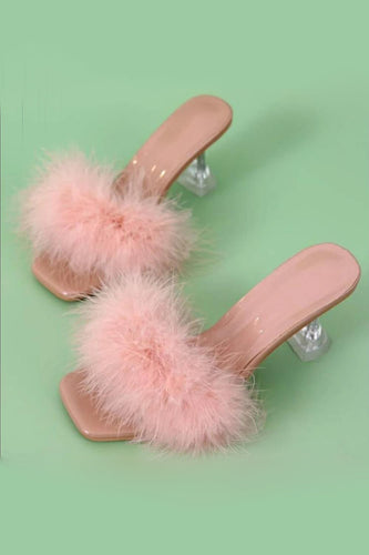 Feathers Pink High Heel Sandals