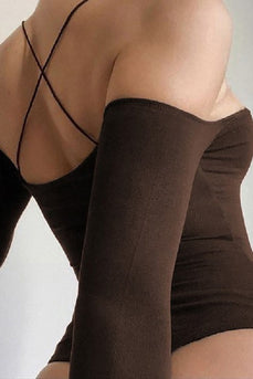 Solid Color Bottoming One-Shoulder Long-sleeves Backless Jumpsuit