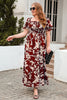Load image into Gallery viewer, A Line Square Neck Burgundy Flower Printed Summer Dress