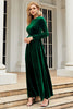Load image into Gallery viewer, A Line Jewel Neck Black Velvet Holiday Party Dress