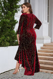 A Line Bateau Neck Black Velvet Plus Size Holiday Party Dress