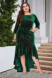 A Line Bateau Neck Black Velvet Plus Size Holiday Party Dress