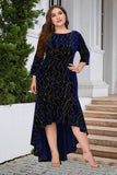 A Line Bateau Neck Black Velvet Plus Size Holiday Party Dress