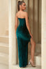 Load image into Gallery viewer, Sequins Strapless Velvet Holiday Party Dress with Slit