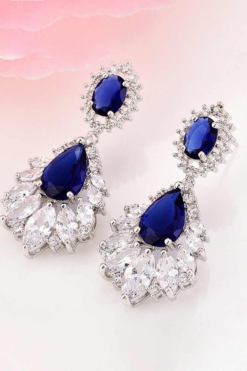 Load image into Gallery viewer, Royal Blue Teardrop Dangle Earrings Party Prom Jewelry
