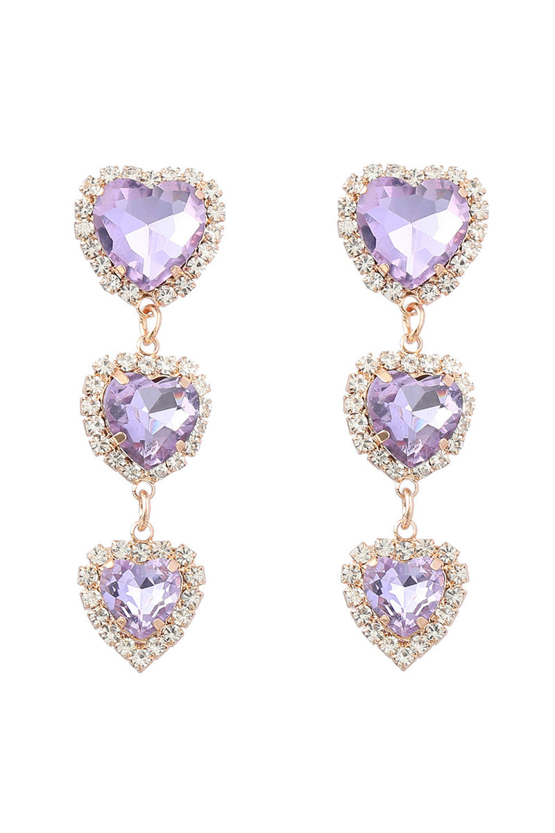 Load image into Gallery viewer, Pink Rhinestone Sweetheart Dangle Earrings