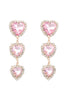 Load image into Gallery viewer, Pink Rhinestone Sweetheart Dangle Earrings