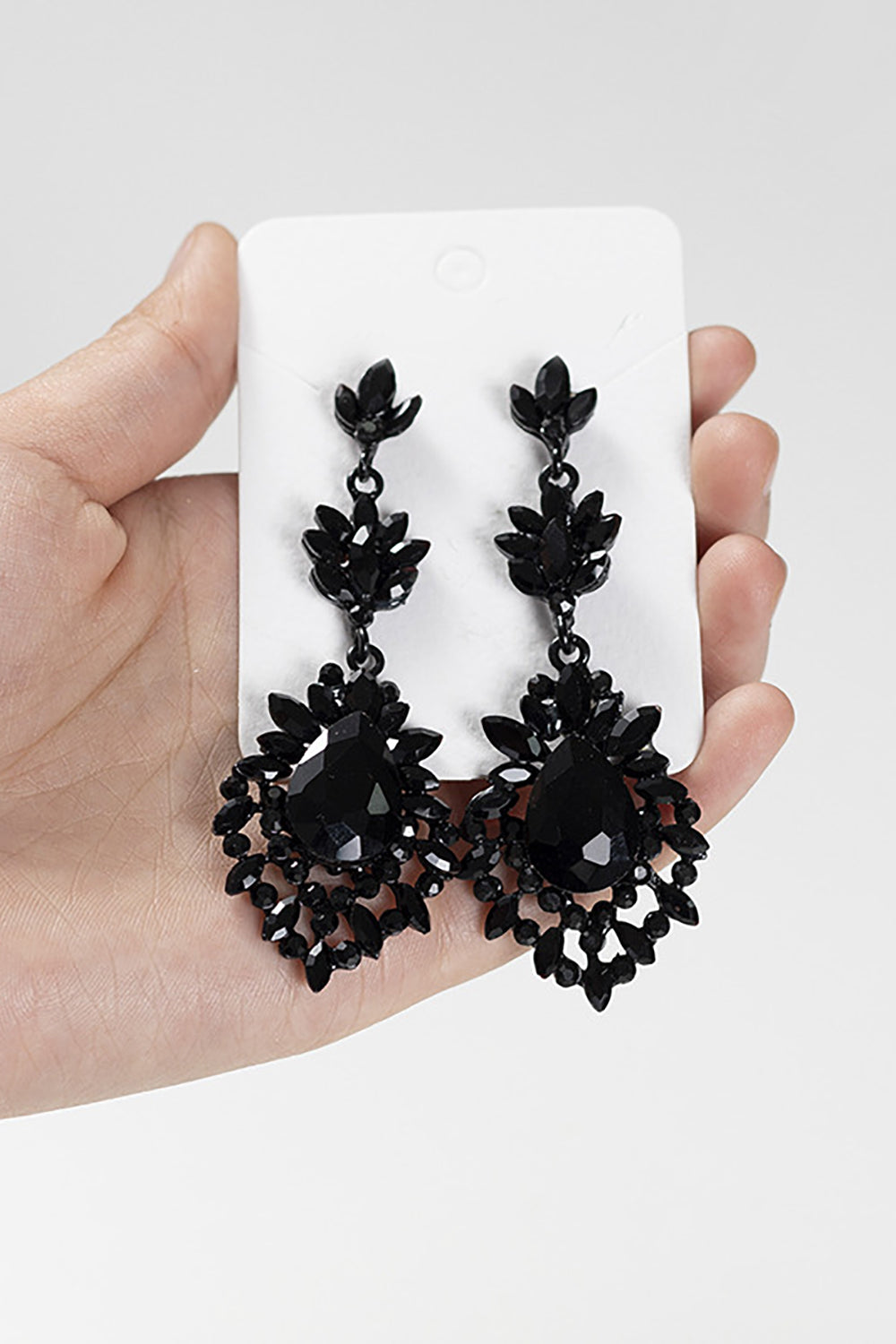 Stylish Black Geometric Drop Style Earrings for Party