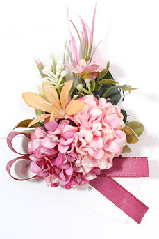 Pink Wrist Corsage and Men Boutonniere Set for Prom Wedding Party