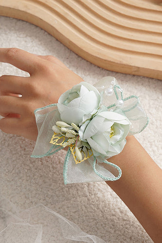 Light Green Rose Wrist Corsage for Prom Wedding Party