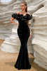 Load image into Gallery viewer, Black Mermaid Meringue Ruffles Formal Dress