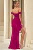 Load image into Gallery viewer, Off the Shoulder Sequins Prom Dress with Slit