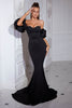 Load image into Gallery viewer, Black Off the Shoulder Mermaid Prom Dress