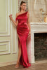 Load image into Gallery viewer, One Shoulder Red Prom Dress with Ruffles