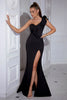 Load image into Gallery viewer, Mermaid One Shoulder Black Prom Dress with Slit