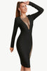 Load image into Gallery viewer, Black Bodycon Long Sleeves Midi Party Dress With Split