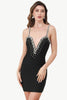 Load image into Gallery viewer, Black Spaghetti Straps Bodycon Dress with Beading