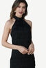Load image into Gallery viewer, Halter Backless Black Party Dress with Fringes