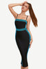Load image into Gallery viewer, Black Golden Spaghetti Straps Cocktail Dress