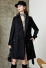 Load image into Gallery viewer, Black Double Breasted Lapel Long Trench Coat with Belt