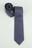 Navy Printed Jacquard Satin Formal Tie