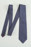 Navy Printed Jacquard Satin Formal Tie