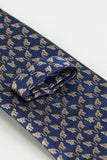 Navy Printed Jacquard Satin Formal Tie